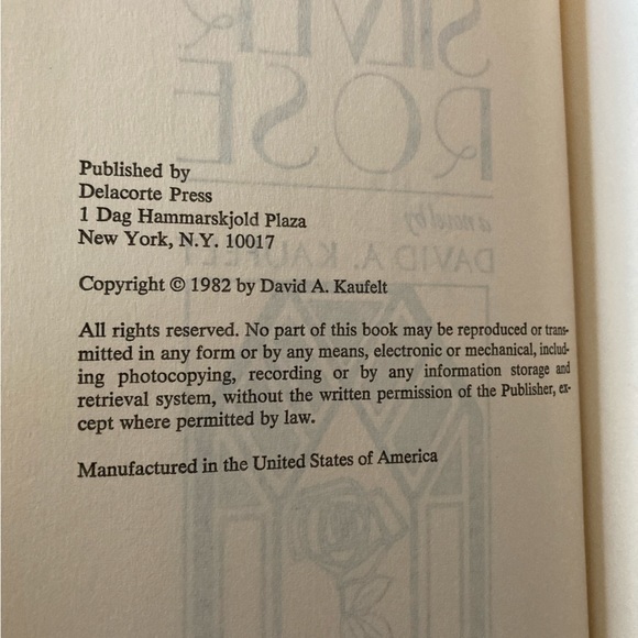 Silver Rose by David A. Kaufelt - Delacorte Press Hardcover - Book Club - 1982 - Picture 10 of 14